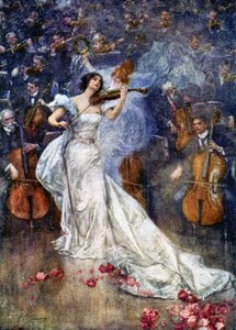 Musik. Ein Violinkonzert. Illustration von Gulich, Tschechien, ca. 1900 von John (after) Gulich