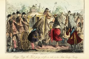 König Georg I. von England besteigt die königliche Kutsche nach Osnabrück in der Nacht seines Todes, 22. Juni 1727