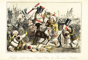 König Richard I. kämpft gegen Saladin in der Schlacht von Arsuf (Azotus), Palästina von John (after) Leech