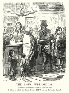 Punch-Karikatur: Das fromme Wirtshaus von John (after) Leech