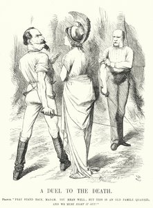 Punch-Karikatur: Ein Duell auf Leben und Tod - der Deutsch-Französische Krieg (Gravur) von John (after) Tenniel
