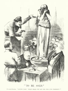 Punch-Karikatur: Zu verkaufen - Die Pariser Kommune von John (after) Tenniel