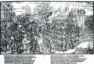 Sidney und die englische Armee auf dem Marsch mit Standarten und Trompeten, Platte 8 aus 