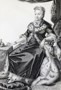 Katharina II., geboren als Sophie Friederike Auguste (1729-1796), Kaiserin von Russland, Gravur von Walter Charles Mills