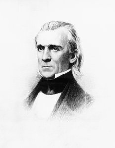 Porträt von James Knox Polk (1795-1849), amerikanischer Anwalt und Politiker, der von 1845 bis 1849 als 11. Präsident der Vereinigten Staaten diente, Gravur nach einem Daguerreotyp von Mathew Brady (1822-1896) von Walter Charles Mills