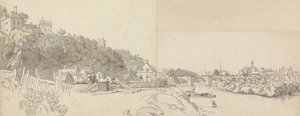 Eine Stadt vom Ufer eines Flusses gesehen von John Alexander Gresse