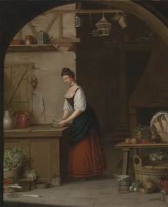 Mädchen, das Spargel bündelt