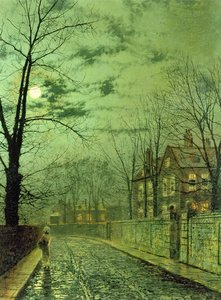 Eine mondbeschienene Straße von John Atkinson Grimshaw