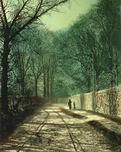 Baumschatten auf der Parkmauer, Roundhay, Leeds von John Atkinson Grimshaw