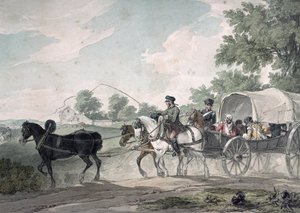 Belgischer Wagen transportiert Verwundete vom Schlachtfeld nach der Schlacht von Waterloo, 1815