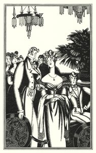 Illustration für Don Juan von Lord Byron: Juan wurde in die beste Gesellschaft aufgenommen