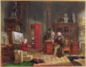 David Roberts (1796-1864) und seine Enkelin in seinem Atelier, ca. 1866