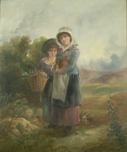 Zwei Landmädchen tragen Blumen von John Barkin