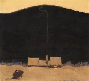 Das Häuschen am Fuße des Berges, Illustration für "När Trollmor skötte Kungens Storbyk" von Elsa Beskow in "Bland tomtar och troll" von John Bauer