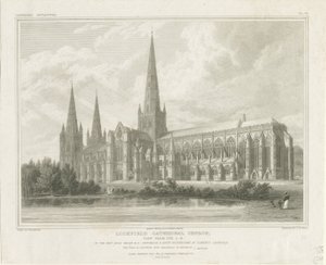 Lichfield Kathedrale - Südostansicht (Gravur) von John Britton
