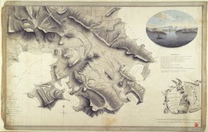 Plan der Umgebung des English Harbour und Monks Hill auf der Insel Antigua, vermessen und gezeichnet von John Brown, Vermesser und Zeichner der Armee in Westindien von John Brown