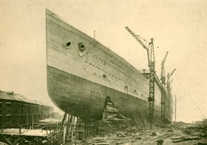 Die Aquitania auf den Stocks, ca. 1930 von John Brown and Company