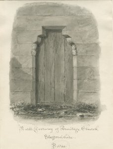 Armitage Kirche - Nordportal: Sepia-Zeichnung von John Buckler