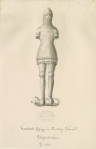 Audley Denkmäler - "Audley Ritter": Sepiazeichnung, 1840 von John Buckler