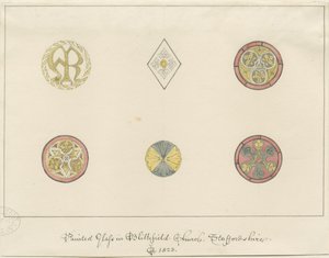 Blithfield Kirche - bemaltes Glas: Bleistiftzeichnungen, 1823