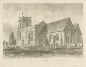 Bradley Kirche: Sepiazeichnung, 1842 von John Buckler