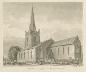 Brewood Kirche: Sepia-Zeichnung von John Buckler