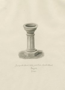 Castle Kirche - Taufbecken in der Kirche: Sepia-Zeichnung von John Buckler