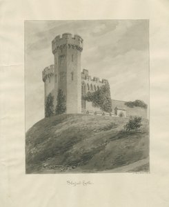 Castle Church - Stafford Castle: Sepia-Zeichnung von John Buckler