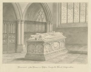 Clifton Campville Kirche - Vernon Denkmal: Sepia-Zeichnung