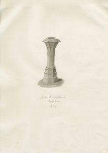 Taufbecken in der Aldridge-Kirche: Sepia-Zeichnung von John Buckler
