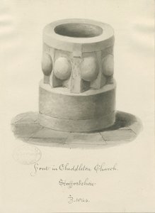 Taufbecken in der Cheddleton Kirche