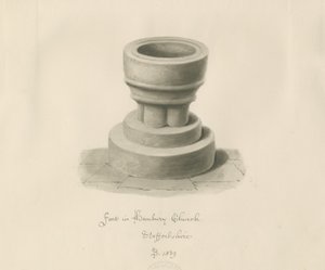 Taufbecken in der Hanbury Church: Sepia-Zeichnung
