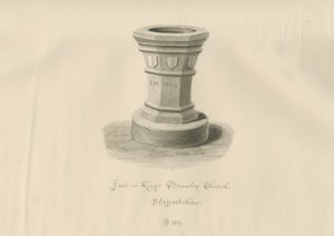 Taufbecken in der Kirche von Kings Bromley von John Buckler