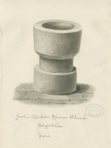 Taufbecken in der Kirche von Rushton Spencer
