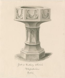 Taufbecken in der Tutbury Priory Kirche von John Buckler