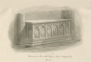 Hamstall Ridware Church - Denkmal: Sepiawaschzeichnung, 1839