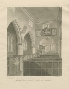 Innenraum der Cannock-Kirche: Sepia-Zeichnung