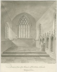 Innenansicht der Cheddleton Kirche von John Buckler