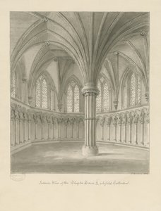 Innenraum der Kathedrale von Lichfield - Kapitelhaus: Sepia-Zeichnung