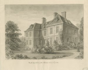 Lichfield - Bischofspalast in The Close: Sepia-Zeichnung von John Buckler