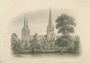 Lichfield Kathedrale - Südansicht von John Buckler
