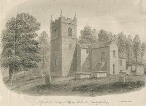 Maer Kirche: Sepiawaschzeichnung