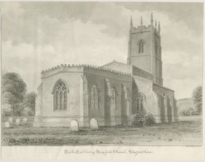 Mayfield Church: Sepiazeichnung, 1844 von John Buckler