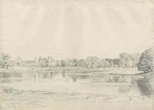 Patshull House - Park und Teich: Bleistiftzeichnung, 25. August 1820