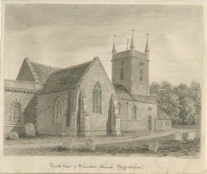 Shenstone Kirche: Sepia-Zeichnung von John Buckler