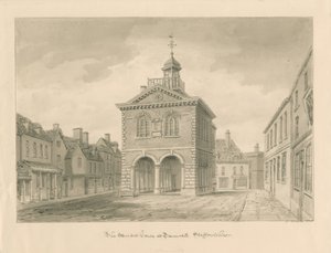 Tamworth - Das Markthaus: Sepiazeichnung von John Buckler