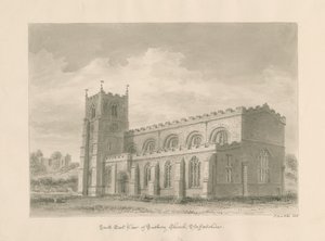 Tutbury Priory Kirche: Sepia-Tuschzeichnung, 1812 von John Buckler