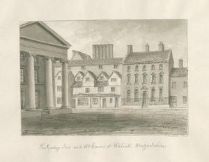 Walsall Town - The George Inn: Sepia-Waschzeichnung von John Buckler