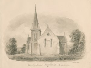 Walton-on-the-Hill Kirche: Sepia-Zeichnung, 1842 von John Buckler
