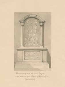 Westmorland - Appleby Kirche - Denkmal für Lady Anne Clifford: Sepiazeichnung, 1800 von John Buckler